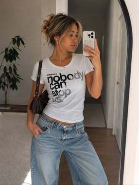 MINI Cooper Nobody Can Stop Us Graphic Tee White Cotton Y2K Medium